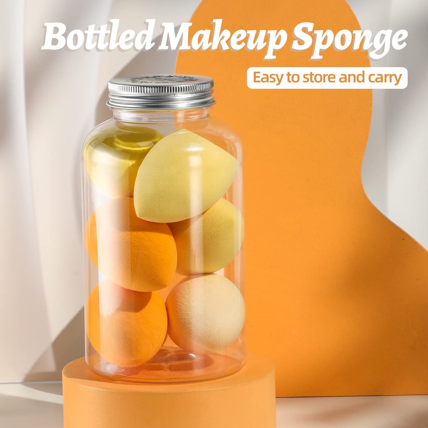 Makeup Sponge Set BS-MALL Blender Sponges 7 Pcs for Liquid, Cream, and Powder, Multi-colored with 1 Mini Makeup Sponge Pink (D-Yellow)