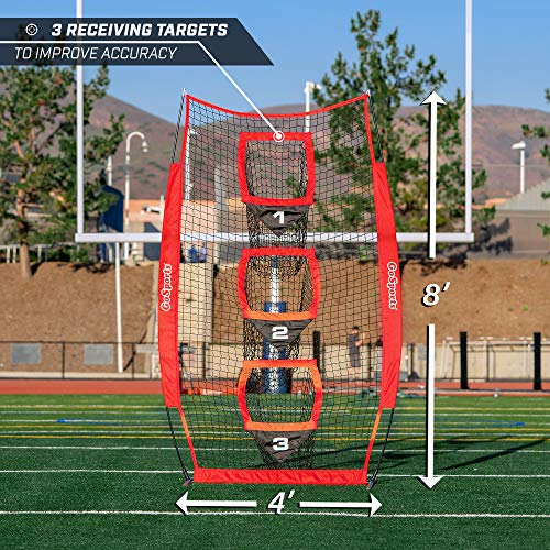 GoSports 8 ft x 4 ft Football Training Vertical Target Net - Improve QB Throwing Accuracy - Includes Bow Type Frame and Portable Carry Case