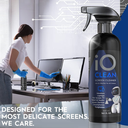 Screen Cleaner Spray (16oz) – Best Large Cleaning Kit for LCD LED Matte TV, Smartphone, iPad, Laptop, Touchscreen, Computer Monitor, Other Electronic Devices – Microfiber Cloth Wipes and 2 Sprayers