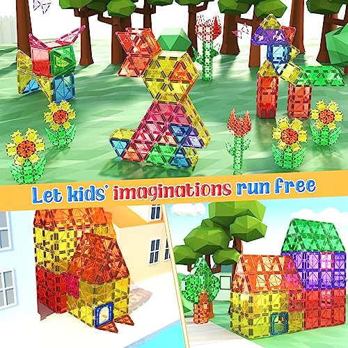 Kids Toys Magnetic Tiles Starter Set, Magnetic Blocks for Toddlers Magnet Building Toys Preschool Montessori Learning Games for 3+ Year Old Boys & Girls, Creative Classroom Supplies