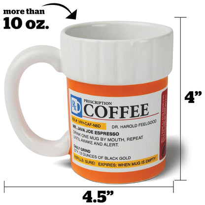 BigMouth Inc. Prescription Coffee Mug - Large Funny Prescription Coffee Cup - Unique Pharmacy Gifts - Hilarious Novelty and Gag Gifts for Doctor - Dishwasher-Safe Ceramic Pill Bottle Coffee Cup - 12oz