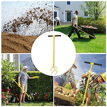 BARAYSTUS Height Adjustable Hand Tiller Garden Claw Twist Tiller Cultivator Tiller Soil Lossener Lawn Aerator Areator Loosen, Rototiller, Garden Bed and Plant Box Cultivator, Garden Tools.