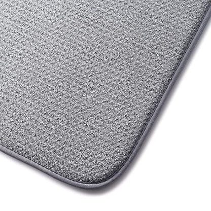 XXL Dish Mat 24" x 17" (LARGEST MAT) Microfiber Dish Drying Mat, Super absorbent by Bellemain (Gray)