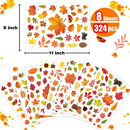 Funnlot 324 PCS Fall Window Clings, Autumn Window Clings for Glass Autumn Window Stickers Thanksgiving Clings for Windows Autumn Clings for Windows Fall Window Stickers Thanksgiving Autumn Home Office Decorations