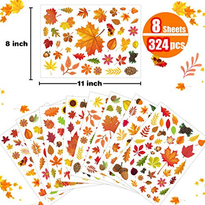 Funnlot 324 PCS Fall Window Clings, Autumn Window Clings for Glass Autumn Window Stickers Thanksgiving Clings for Windows Autumn Clings for Windows Fall Window Stickers Thanksgiving Autumn Home Office Decorations