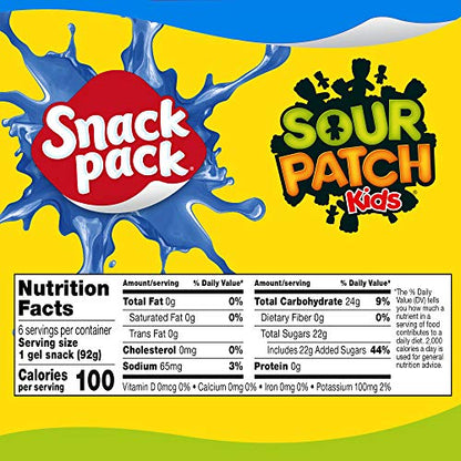 Snack Pack Sour Patch Kids Juicy Gels, Blue Raspberry, 3.25 oz 6 ct, 3.25 oz