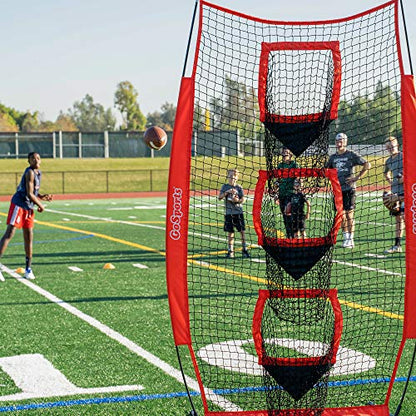 GoSports 8 ft x 4 ft Football Training Vertical Target Net - Improve QB Throwing Accuracy - Includes Bow Type Frame and Portable Carry Case