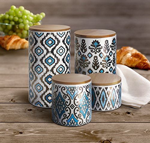 American Atelier Ceramic Canister Set (4 Piece), Blue/Gold