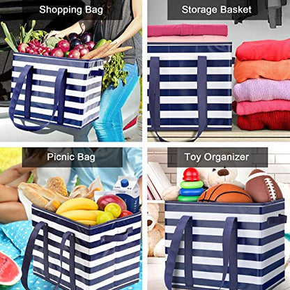 WISELIFE Reusable Grocery Bags Boxes Storage Basket[3 Pack]