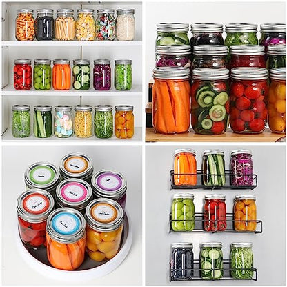 Mcupper Mason Jars 16 oz with Lids and Bands, 15 Pack Regular Mouth Canning Jars, Clear Glass Jars for Canning, Food Storage and Fermenting, Labels & Brusher Included - Microwave & Dishwasher Safe