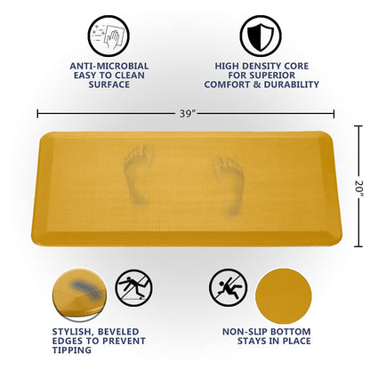 ComfiLife Anti Fatigue Floor Mat – 3/4 Inch Thick Perfect Kitchen Mat, Standing Desk Mat – Comfort at Home, Office, Garage – Durable – Stain Resistant – Non-Slip Bottom (20" x 39", Mustard)