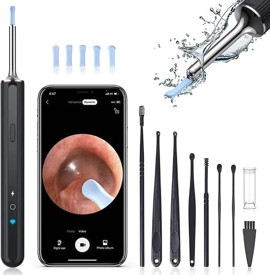Ear Wax Removal, Ear Cleaner with Camera, Earwax Removal kit with 7 Ear Pick, Ear Cleaner with Camera and Light, Ear Cleaning Kit, 1080P Ear Camera for iOS & Android (Black)