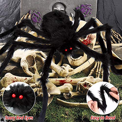 OCATO 200" Halloween Spider Web + 59" Giant Spider Decorations Fake Spider with Triangular Huge Spider Web for Indoor Outdoor Halloween Decorations Yard Home Costumes Parties Haunted House Décor