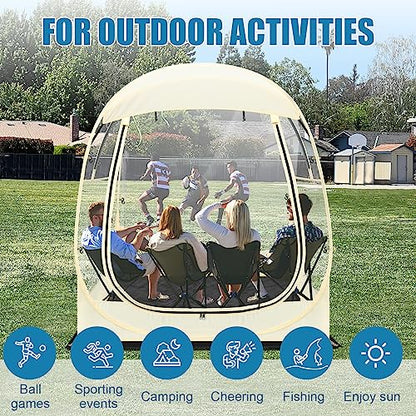 Eapele Sports Tent, Instant Pop-Up Tent Shelter, 63"x63"x63"H Outdoor Clean Bubble Tent, Provides Rain Tent Protection for Watching Sports Events, Camping, Fishing, Cheering, and Parades