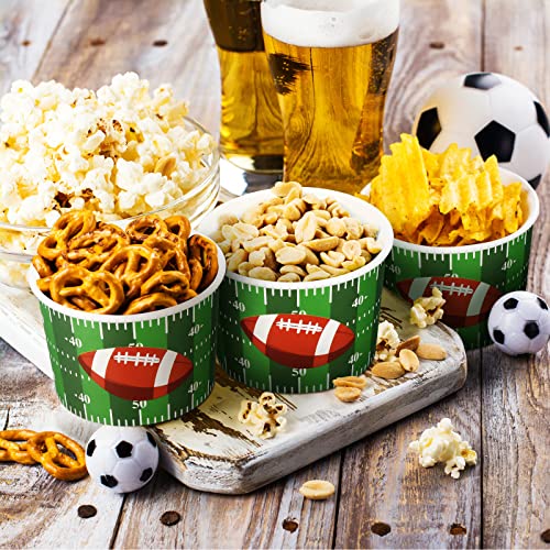 CHENGU Football Snack Bowl Paper Game Day Football Bowls Party Supplies Football Ball Serving Bowl Paper Cups Disposable Paper Bucket for Football Tailgate Dinner Sports Event(48 Pieces)