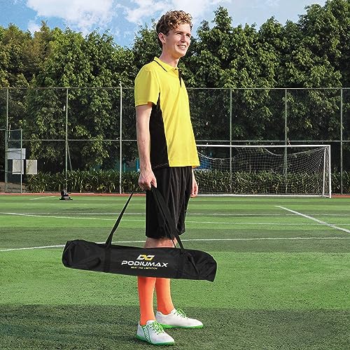 PodiuMax Portable Football Trainer Throwing Net, 8ft x 8ft Knotless Net for Improving QB Throwing Accuracy with 5 Target Pockets, with Carry Bag (Yellow)