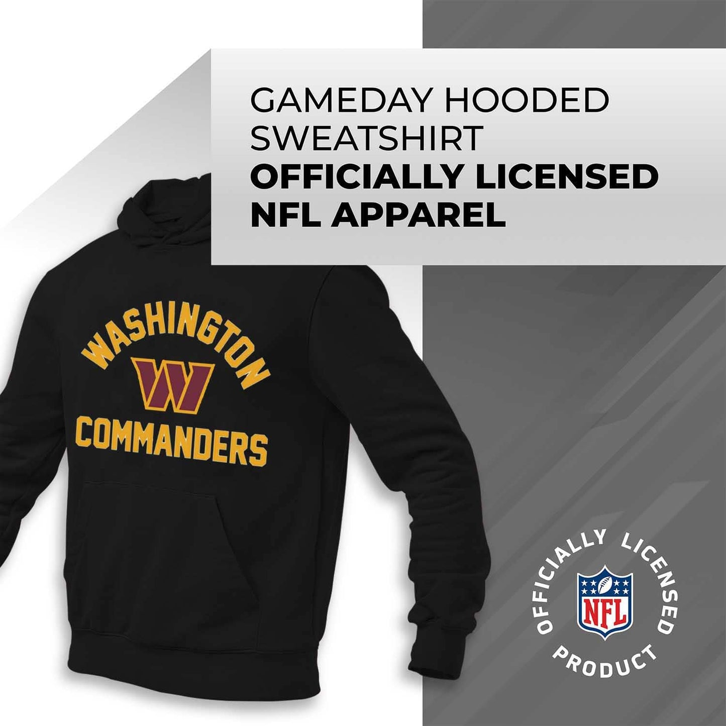 Team Fan Apparel NFL Adult Gameday Hooded Sweatshirt - Poly Fleece Cotton Blend - Stay Warm and Represent Your Team in Style (Washington Commanders - Black, Adult Medium)