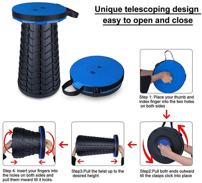 𝟐𝟎𝟐𝟑 𝐔𝐩𝐠𝐫𝐚𝐝𝐞𝐝 Portable Retractable Folding Stool, Collapsible Telescoping Foldable Camping Stool for Adults for Outdoor Fishing Hiking Gardening Travel BBQ