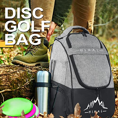 HIMAL HIMAL Disc Golf Bag with Large Capacity, Durable Disc Golf Backpack Holds 18+ Disc,and mutiple pockets,Grey