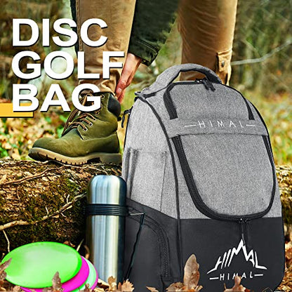 HIMAL HIMAL Disc Golf Bag with Large Capacity, Durable Disc Golf Backpack Holds 18+ Disc,and mutiple pockets,Grey