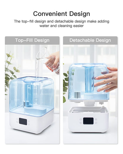 MORENTO Humidifiers for Bedroom, 4.5L Top Fill Humidifiers for Large Room, Cool Mist Humidifiers for Home, Auto Shut-Off, Humidity Setting, Last up to 50Hrs with Night Light, White, 1 Pack