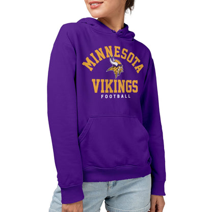 Junk Food Clothing x NFL - Minnesota Vikings - Classic Team Logo - Unisex Adult Pullover Fleece Hoodie for Men and Women - Size Large , Purple