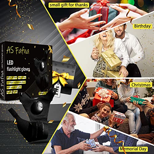 2Pairs LED Flashlight Gloves Gifts for Men, Father's Day Gifts for Dad, Cool Tools for Outdoor Fishing Gloves with Lights, Fingerless Flashlight Gloves for Camping Fishing Hunting Car Repairing