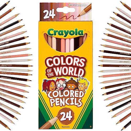 Crayola Colored Pencils 24 Pack, Colors of the World, Skin Tone Colored Pencils, 24 Colors