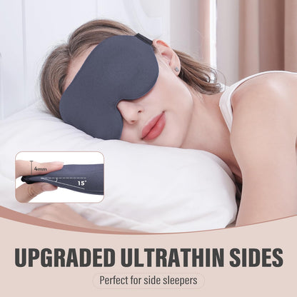 YIVIEW Sleep Mask for Side Sleeper, 100% Light Blocking 3D Sleeping Eye Mask, Soft Breathable Eye Cover for Women Men, Relaxing Zero Pressure Night Blindfold