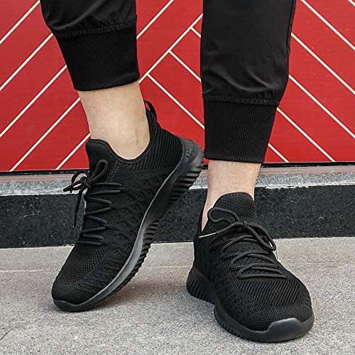 Feethit Mens Slip On Walking Shoes Lightweight Breathable Non Slip Running Shoes Comfortable Fashion Sneakers for Men Black