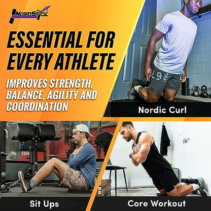 NordStick Nordic Hamstring Curl Strap - The Original Hamstring Curl Exercise System for Home and Travel - 5 Second Setup for Sit ups, Squats, Ab, and Core Strength Training - Up to 500 lbs