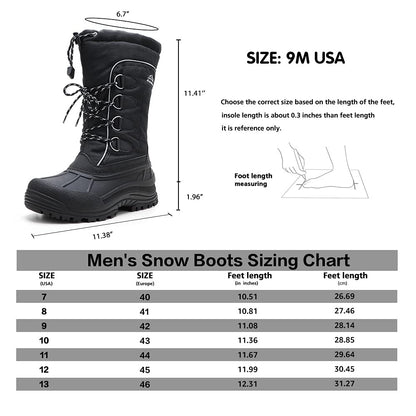 ALEADER Insulated Snow Boots For Men, Waterproof Cold Weather Winter Shoes Boots Black 10 D(M) US