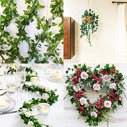 JPSOR 24pcs Fake Leaves Artificial Ivy Garland Greenery Vines for Bedroom Decor Aesthetic Silk Ivy Vines for Room Wall Home Decoration