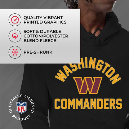 Team Fan Apparel NFL Adult Gameday Hooded Sweatshirt - Poly Fleece Cotton Blend - Stay Warm and Represent Your Team in Style (Washington Commanders - Black, Adult Medium)