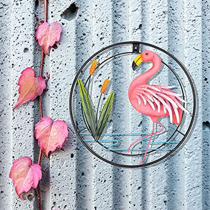 huangpai Metal Flamingo Wall Art, Porch Front Door Wall Decor, Room, Outdoor, Club, Bars, Front Door, Metal Hanging Wall Art Décor