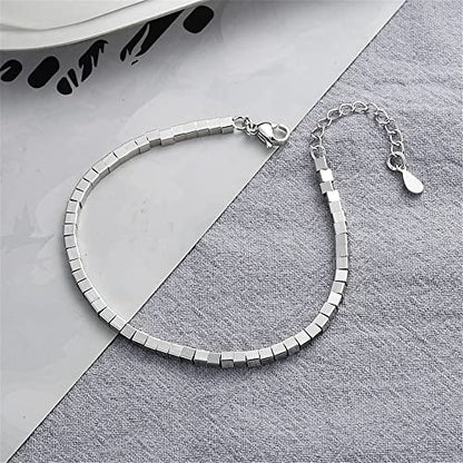 kelistom 925 Sterling Silver Bracelets for Women Teen Girls, Love Heart Charm Chain Bracelet Bangle Fashion Jewelry Gifts (square chain)