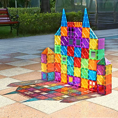 MagHub Magnet Toys Magnetic Tiles, 85 PCS Magnetic Building Blocks Set Learning Educational Toys for Boys Girls Preschool Educational Construction Kit Magnet Stacking Toys for Kids Toddlers Children