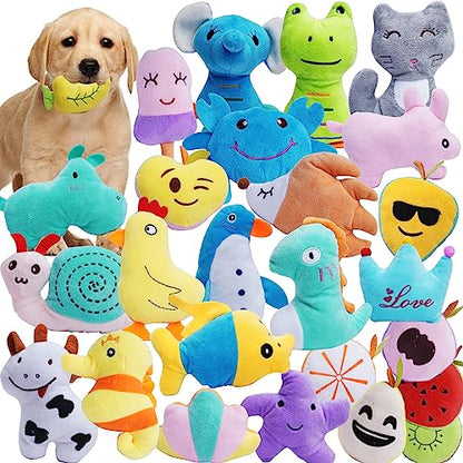 HDMOTU (Pack of 26 Soft Small Dog Squeaky Toys,Cute Puppy Favorite Comfortable Squeakers Toy,Multicolored