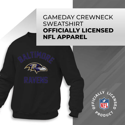 Team Fan Apparel NFL Adult Gameday Football Crewneck Sweatshirt - Cotton Blend - Stay Warm, Comfortable & Stylish on Game Day (Baltimore Ravens - Black, Adult XX-Large)