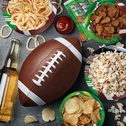 Football Party Supplies Kit Serve 25, Includes Disposable Dinner Plates, Dessert Plates, Napkins, Cups,and Football Tablecloth, Perfect for Football Birthday Party Tailgate Party Decorations