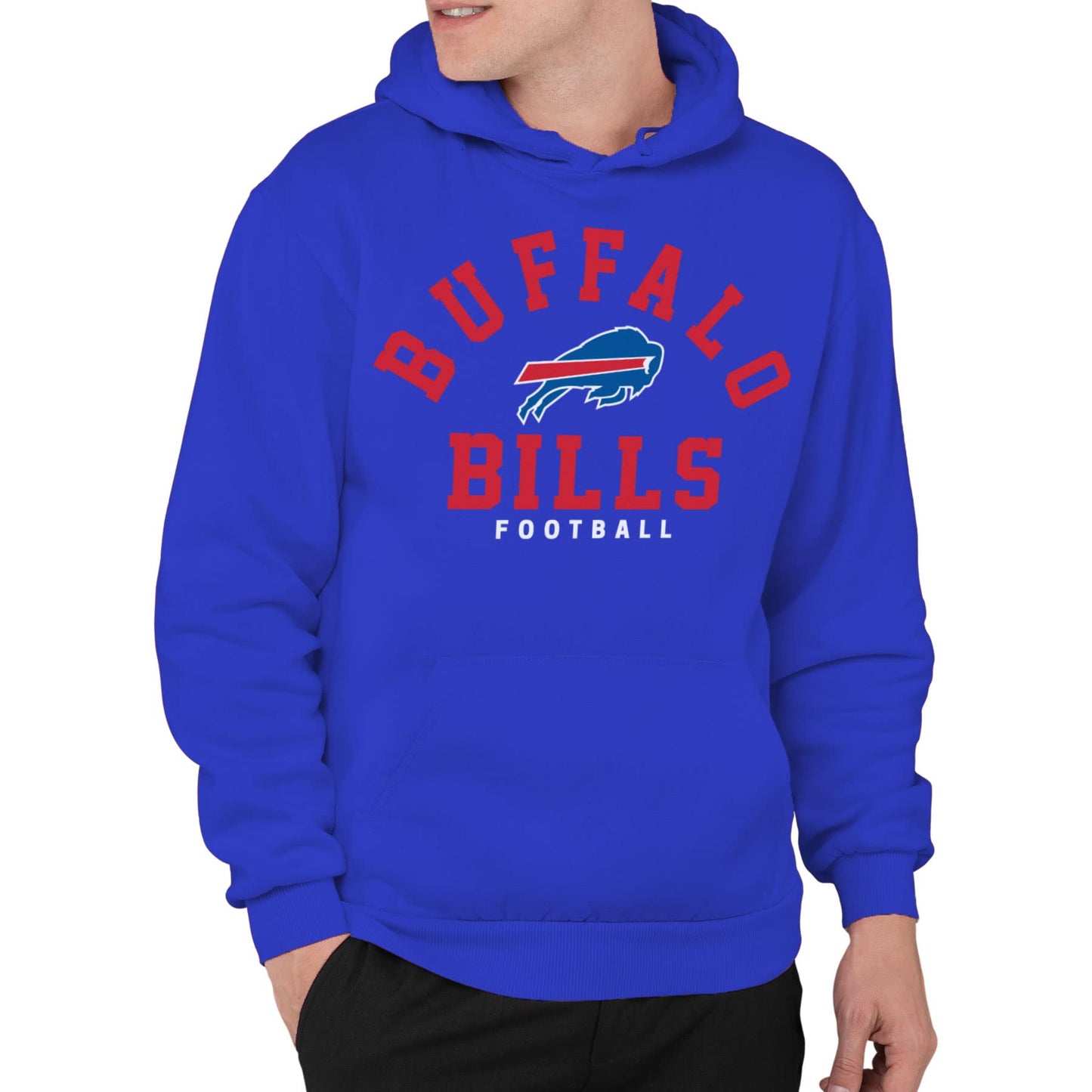 Junk Food Clothing x NFL - Buffalo Bills - Classic Team Logo - Unisex Adult Pullover Fleece Hoodie for Men and Women - Size Large