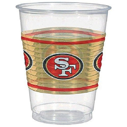 NFL San Francisco 49ers Disposable Plastic Cups - 16oz, 25 Pieces - Perfect for Game Day Parties & Tailgates