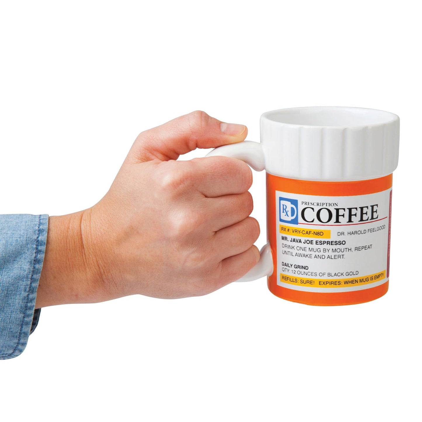 BigMouth Inc. Prescription Coffee Mug - Large Funny Prescription Coffee Cup - Unique Pharmacy Gifts - Hilarious Novelty and Gag Gifts for Doctor - Dishwasher-Safe Ceramic Pill Bottle Coffee Cup - 12oz