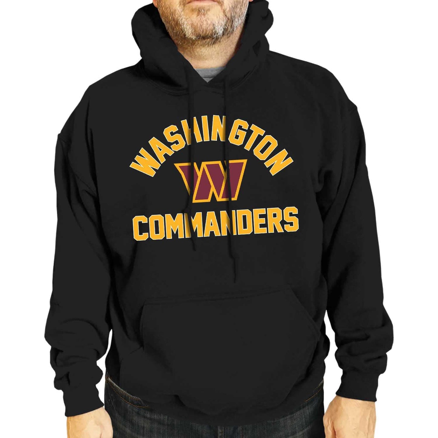 Team Fan Apparel NFL Adult Gameday Hooded Sweatshirt - Poly Fleece Cotton Blend - Stay Warm and Represent Your Team in Style (Washington Commanders - Black, Adult Medium)