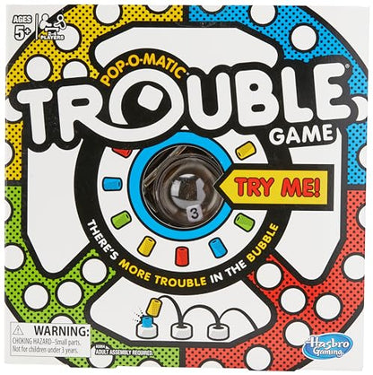 Hasbro Gaming Trouble Board Game for Kids Ages 5 and Up 2-4 Players (Packaging may vary)