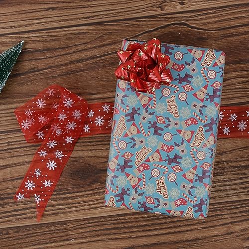 Aimyoo Kraft Christmas Wrapping Paper Jumbo Roll, Santa Claus Christmas Stockings Candy Canes Deer Letters Design, Kids Xmas Gift Wrap Paper 30 inch x 32 ft