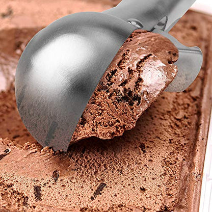 YasTant Premium Ice Cream Scoop with Trigger Ice Cream Scooper Stainless Steel, Heavy Duty Metal Icecream Scoop Spoon Dishwasher Safe, Perfect for Frozen Yogurt, Gelatos, Sundaes, Medium Silver