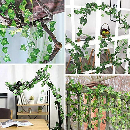 CEWOR 14 Pack 98 Feet Fake Ivy Leaves Artificial Garland Greenery Hanging Plant Vine for Bedroom Wall Decor Wedding Party Room Aesthetic Stuff