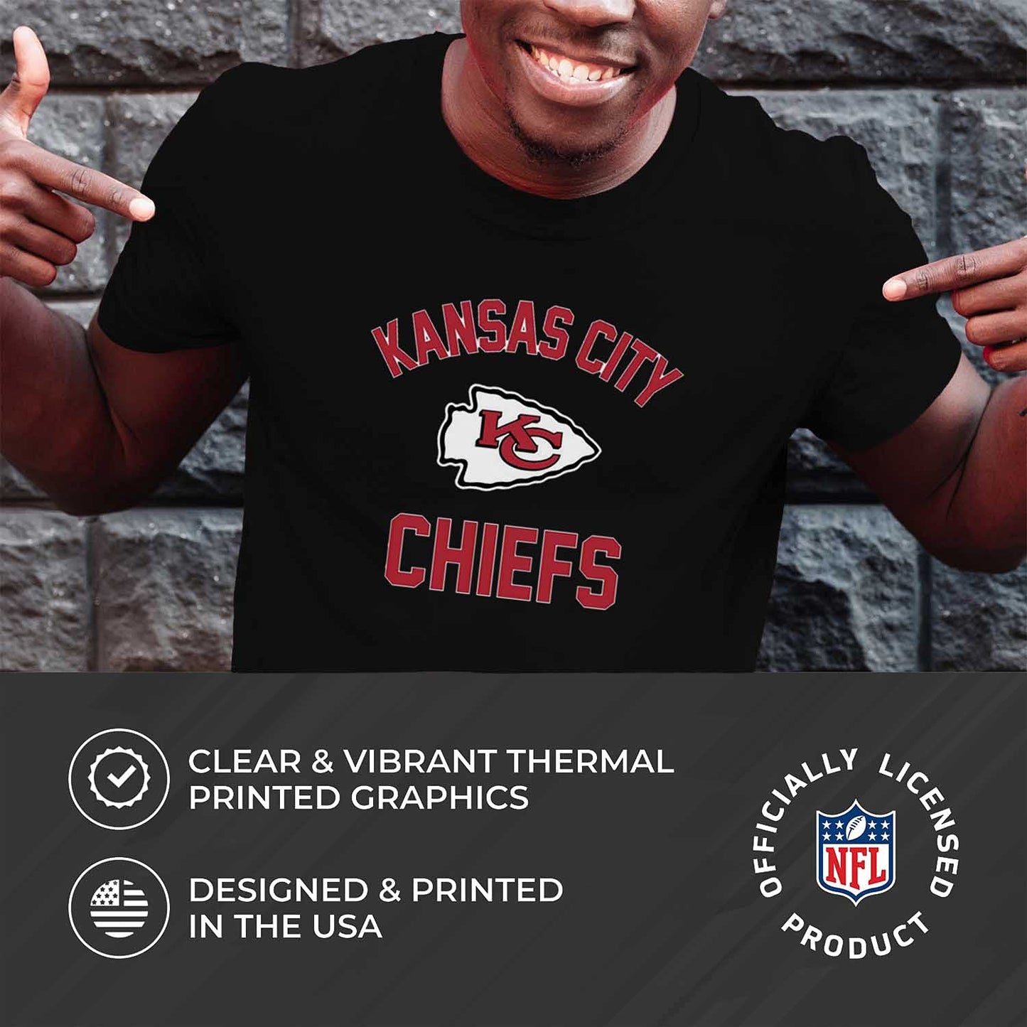 Team Fan Apparel Unisex-Adult NFL Gameday Adult Pro Lightweight Tagless Semi-Fitted Football Shirt Kansas City Chiefs - Black - (Medium)