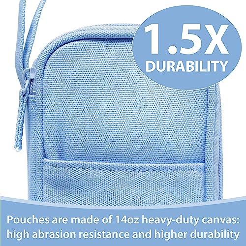 SPACEMATE Heavy Duty Canvas Pencil Case Pouch Bag - Holds 50-100 Pencils - Large Big Capacity Aesthetic Pen Case School Supplies for Back to School College Students (Light Blue)